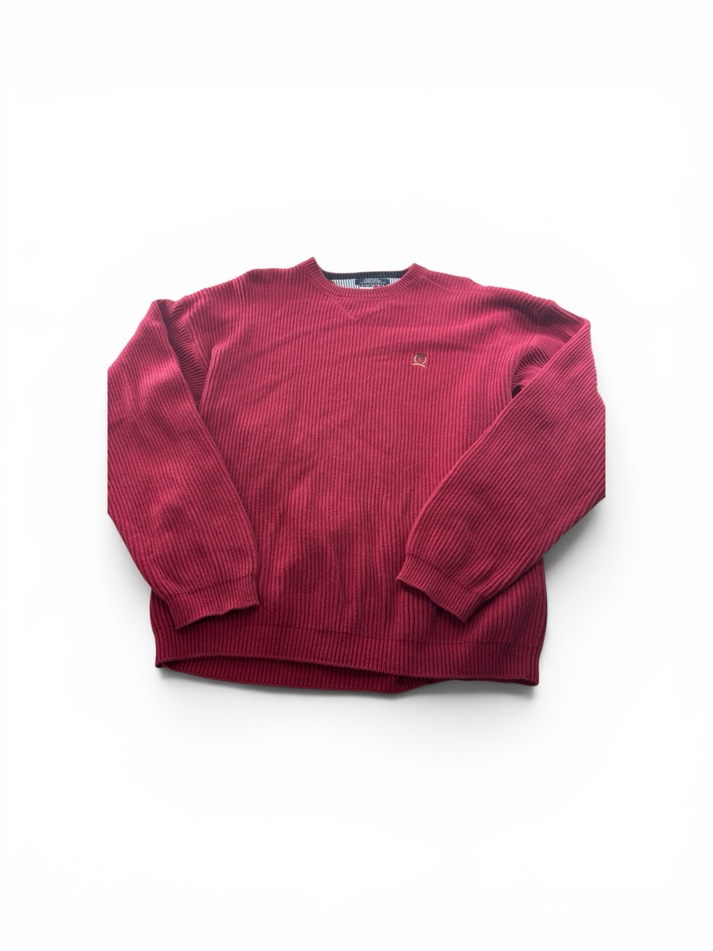 Tommy Hilfiger Sweater Mens Large Red Cotton Crewneck Knit Pullover Crest Logo